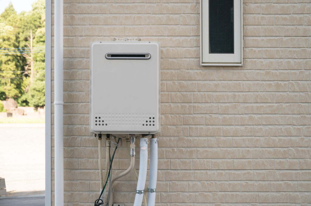 Tankless water heater outside